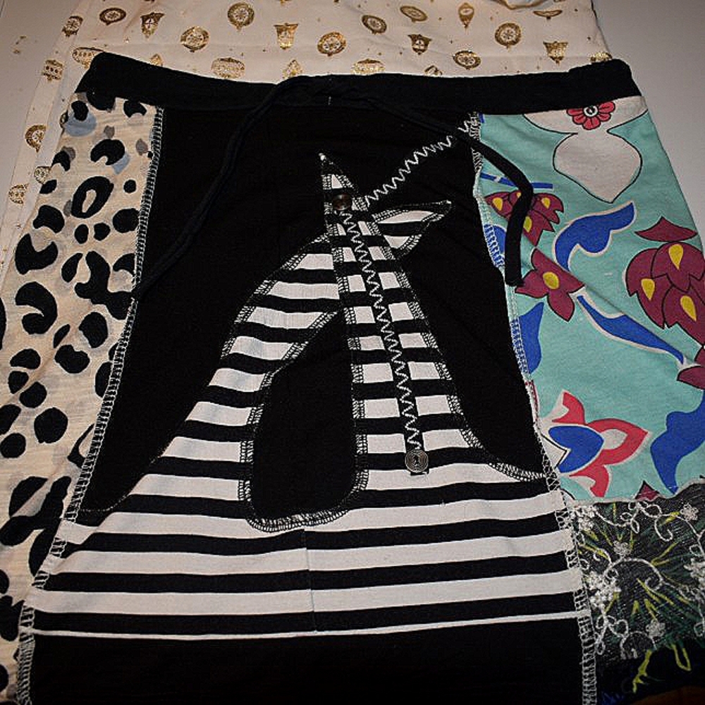 COPY - Boho upcycled Hand-made mini skirt  using recycled materials Applique/Em… - Picture 2 of 9